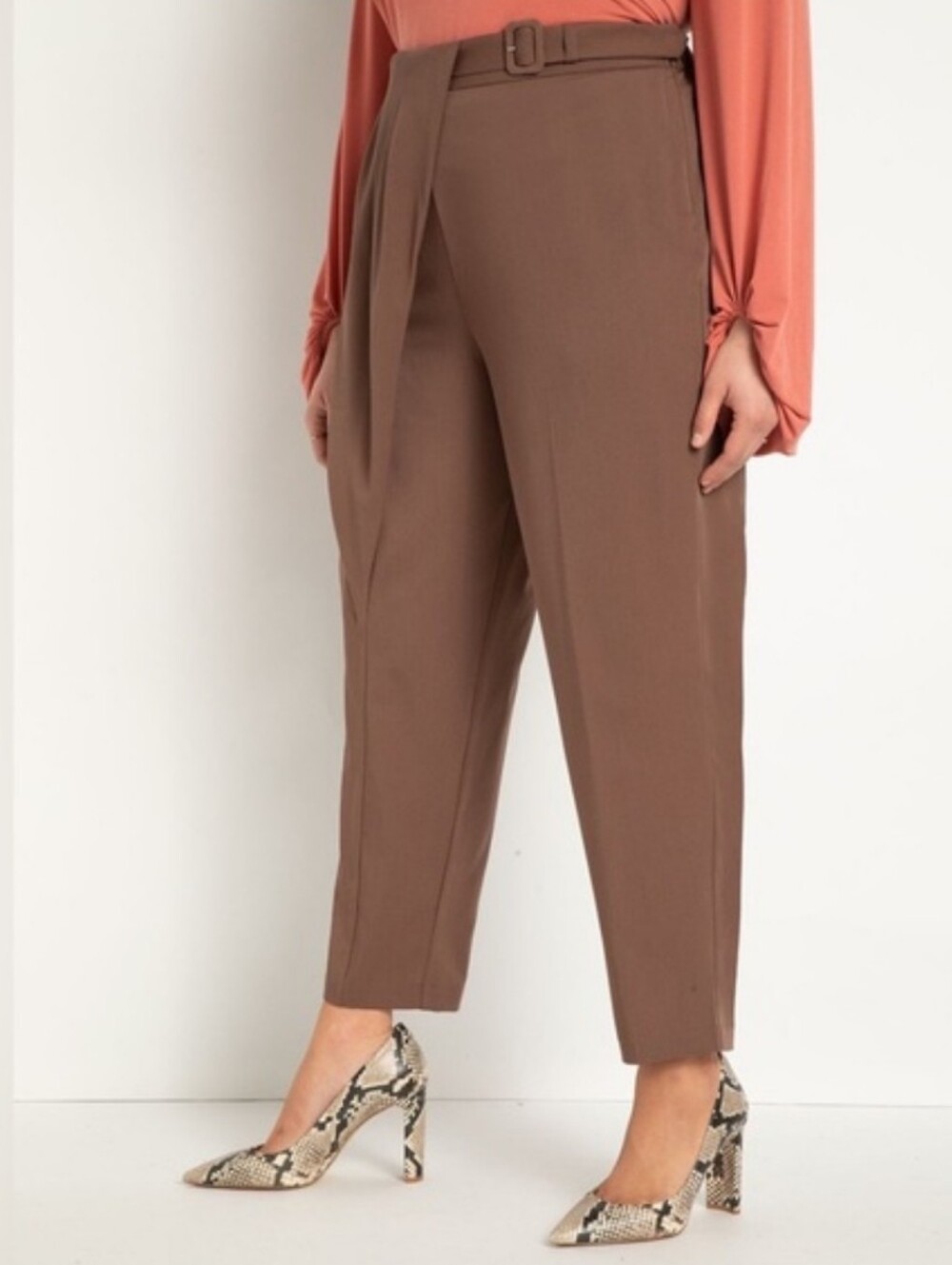 Eloquii Drape Front Pant In Brown Size 18 NWT'S